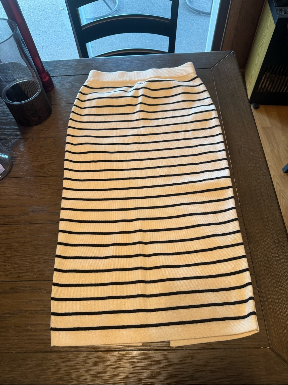 Classic White and Black Striped Pencil Skirt - Women